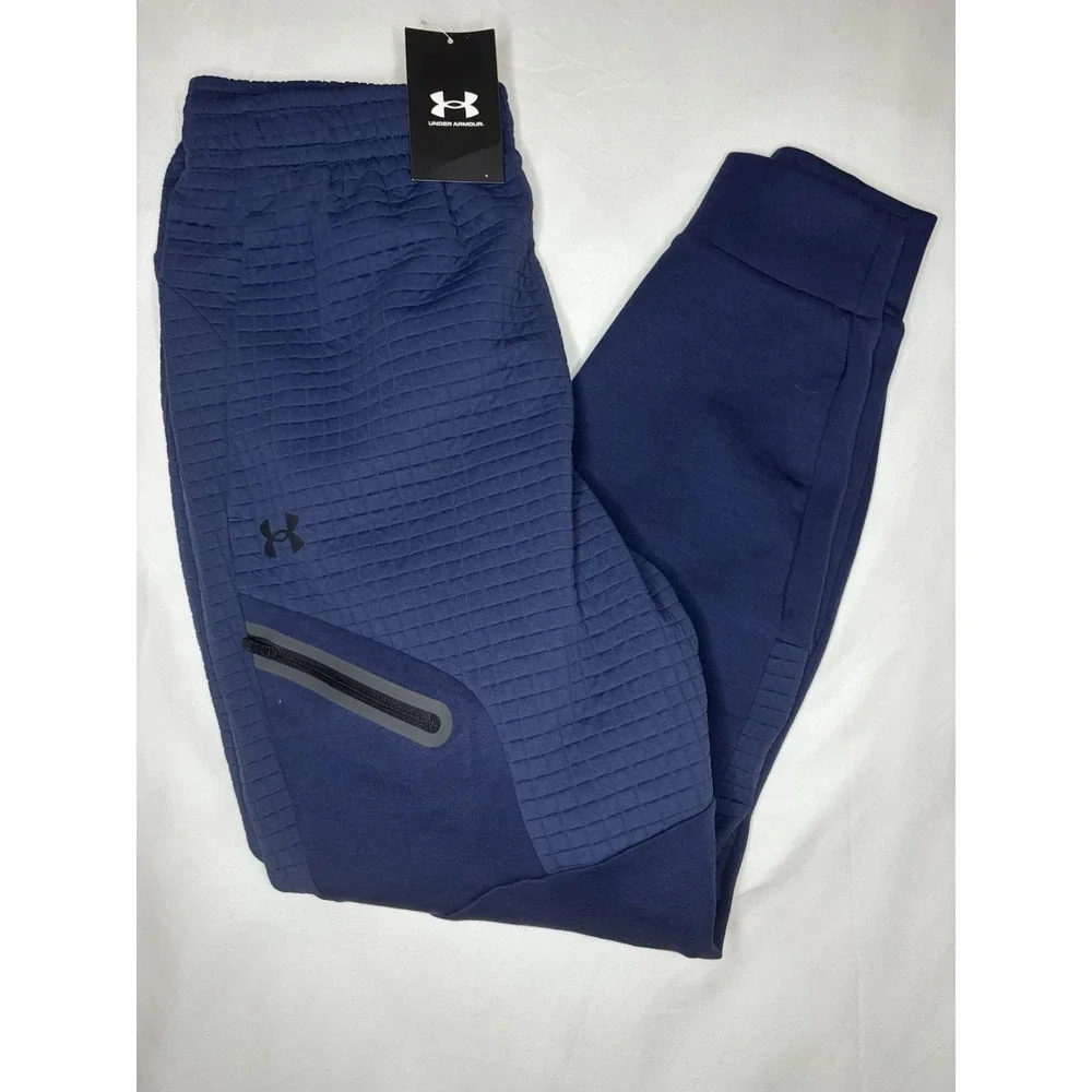 Under Armour Men's Unstoppable Grid Jogger Sweat Pants Navy Size MEDIUM $100 NWT
